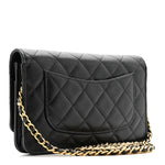 Caviar Quilted Wallet on Chain WOC Black
