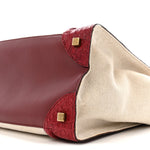Canvas Crocodile Embossed Bi-Color Mini Luggage Beige Red