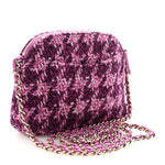 Tweed Quilted Mini Clutch With Chain Purple
