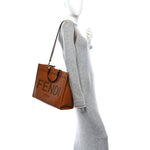 Vitello King Plexiglass Medium Fendi Sunshine Shopper Tote Cuoio