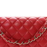 Caviar Quilted Medium Double Flap Red