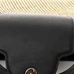 Raffia Calfskin Capucines MM Black Ecru