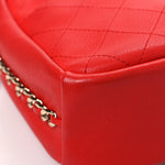 Goatskin Stitched Casual Trip North South Camera Case Red