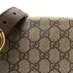 GG Supreme Monogram Textured Dollar Calfskin Web Medium Blondie Top Handle Shoulder Flap Bag Beige Ebony New Acero