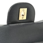 Caviar Quilted Jumbo Double Flap Dark Grey