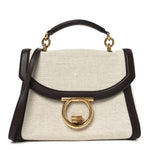 Calfskin Canvas Margot Top Handle Satchel Burgundy