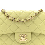 Lambskin Quilted Mini Rectangular Flap Light Green