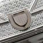 Metallic Patent Micro-Cannage Baby Diorama Flap Bag Silver