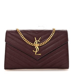 Grain De Poudre Matelasse Chevron Monogram Chain Wallet Rouge Legion