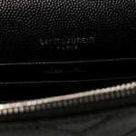 Grain De Poudre Matelasse Chevron Monogram Envelope Chain Wallet Black