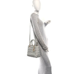 Lambskin Cannage Medium Lady Dior Grey