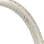 Calfskin Crocodile Embossed Small Hourglass Top Handle Bag White