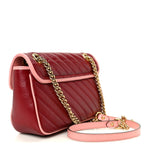 Azalea Calfskin Enamel Matelasse Diagonal Small Torchon GG Marmont Shoulder Bag New Cherry Red Wild Rose
