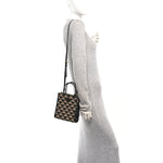 Jacquard Saffiano Triangolo Symbole Embroidered Mini Tote Black Corda