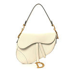 Grained Calfskin Saddle Bag White