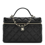Caviar Quilted Top Handle Slim Vanity With Chain Black