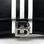X ADIDAS Shiny Box Calfskin Small Hourglass Top Handle Bag Black White
