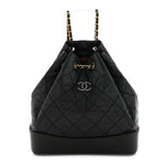 Aged Calfskin Quilted Small Gabrielle Backpack Black