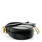 Grained Calfskin Saddle Bag With Strap Black