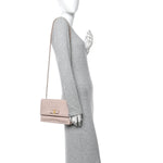 Perforated Calfskin Ginny Bow Crossbody Bag Light Pink