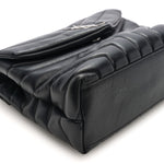 Calfskin Y Quilted Monogram Small Loulou Chain Satchel Black