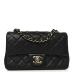 Lambskin Quilted Mini Rectangular Flap Black