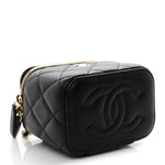 Caviar Quilted Mini Vanity Case With Chain Black