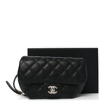 Calfskin Quilted CC Uniform Flap Belt Bag Black