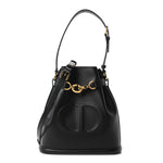 Calfskin CD Embossed Medium C'est Chain Bucket Bag Black