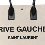 Linen Calfskin Rive Gauche Tote White Black