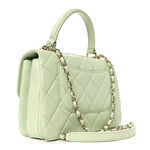 Lambskin Quilted Small Trendy CC Flap Dual Handle Bag Light Green