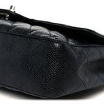 Caviar Quilted Medium Double Flap Black