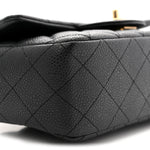 Metallic Caviar Quilted Mini Rectangular Flap Black