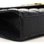Grain De Poudre Textured Mixed Matelasse Triquilt Small Monogram Satchel Black