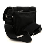 Re-Nylon Saffiano Pocket Double Snap Buckle Shoulder Bag Black