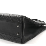 Goatskin Quilted Small Perfect Edge Shopping Tote Black