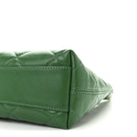 Shiny Crumpled Lambskin Quilted Small CC Funky Town Hobo Green