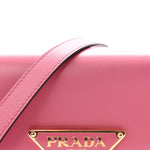 Box Calfskin Triangle Embleme Flap Shoulder Bag Begonia
