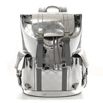Mirror Effect GG Monogram Appia Calfskin Web Double Buckle Backpack Silver