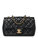 Lambskin Quilted Mini Rectangular Flap Black