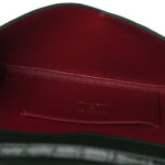 Calfskin Crocodile Embossed Envelope Clutch With Chain Emerald