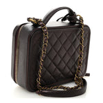 Iridescent Caviar Quilted Medium CC Filigree Vanity Case Burgundy
