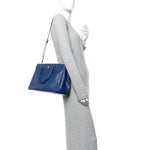 Saffiano Lux Medium Galleria Double Zip Tote Bluette