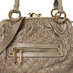 Snakeskin Embossed Calfskin Quilted Studded Beige