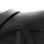 Grained Calfskin Mini Saddle Bag With Strap Black