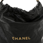Shiny Calfskin Quilted Chanel 22 Black