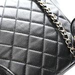 Shiny Caviar Quilted Medium Duma Pockets Drawstring Backpack Black