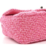 Wool Tweed Quilted Mini Rectangular Flap Dark Pink Fuchsia