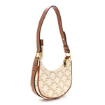 Canvas Calfskin Mini Ava Triomphe Shoulder Bag White