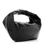 Glossy Calfskin Eelskin Embossed Medium Olivia Hobo Black